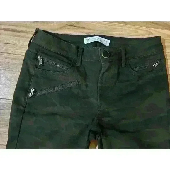 Zara Basic Jeans Women's 2 (approx 27x28) Camo Z1975 Skinny Zipper pockets - Picture 4 of 6